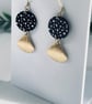 Black and Gold Geometric Fan Drop Earrings - Image 3