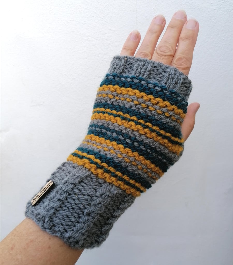 Stripy Fingerless Gloves 