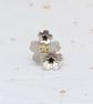 Sterling silver and brass flowers lapel pin – handmade floral brooch  - Image 2