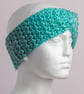  Headband Earwarmer handmade textured with front twist crocheted turquoise - Image 7