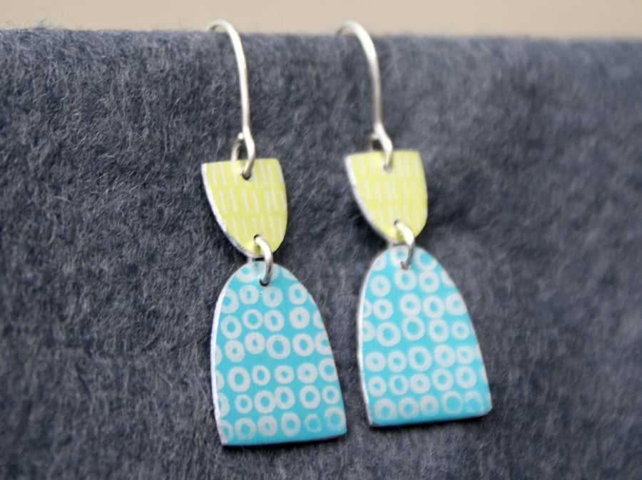 Turquoise and lime dangle earrings