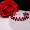 Deep Red (Siam) and Silver Chevron Weave Bracelet