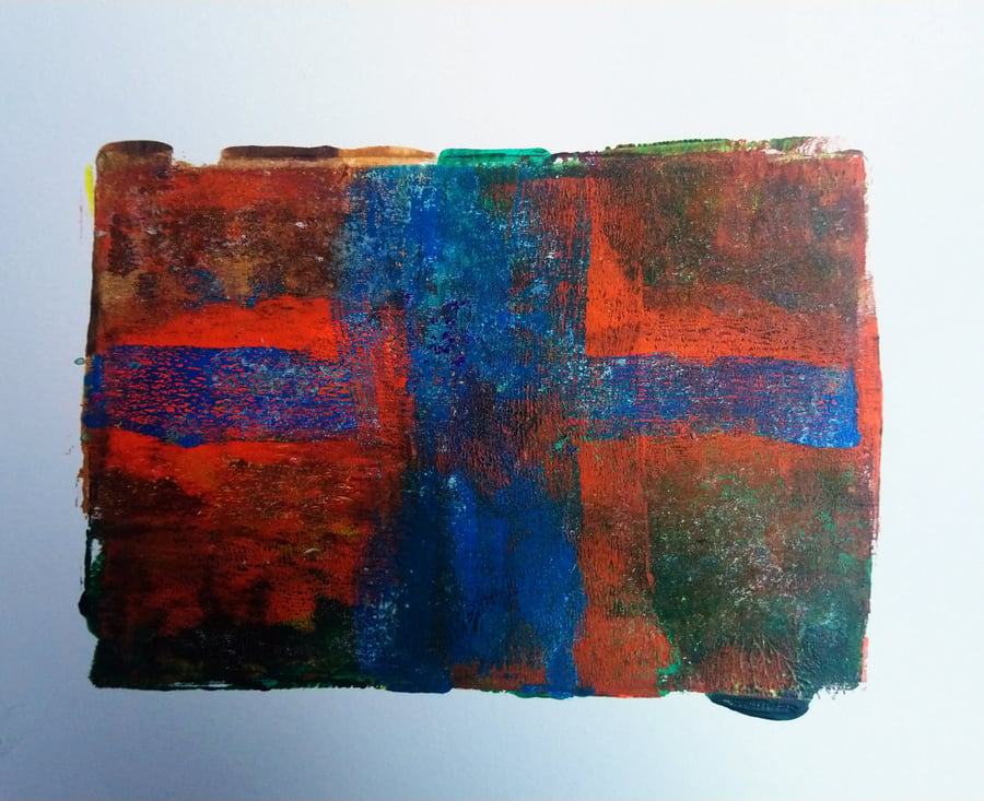 Cross 1 - monotype with acrylics on paper