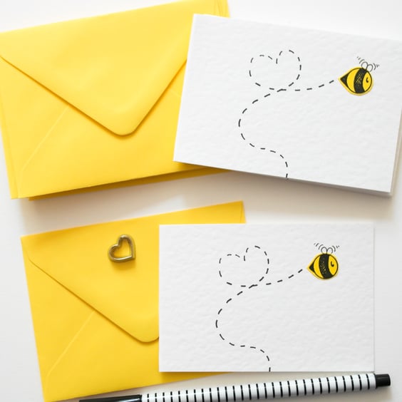 Note Cards Pack Of 6, Bee Notecards, Greeting Card 6 Pack, Thinking Of You Cards