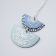 Purple and grey folk art retro style flower pendant