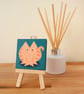 Ginger Cat Miniature Painting - original art on teal mini canvas, cat lover gift - Image 2