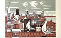 Large City linocut prints