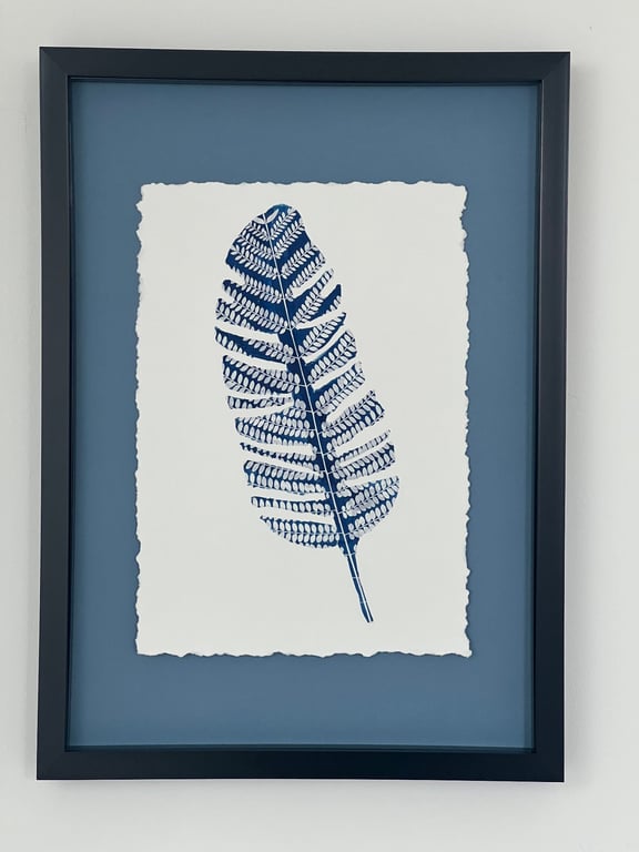 Blue and white floral art, Cyanotype Botanical Art