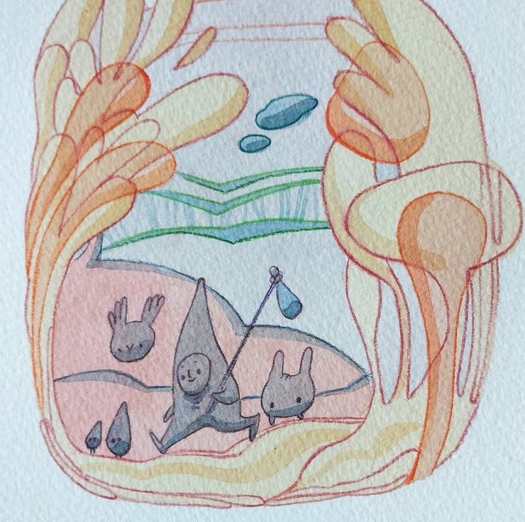 Tiny Drawing Original Illustration Fantasy Land... - Folksy