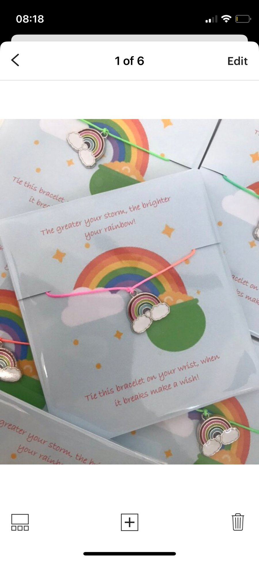 Brighter your rainbow charm wish bracelet sentimental positive thinking gift 