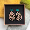 Fern Teardrop Wood and Acrylic Earrings