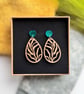 Fern Teardrop Wood and Acrylic Earrings