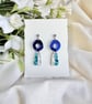 Blue Mirror Donut Hoop Acrylic Earrings - Layered Drop Dangles - Image 4