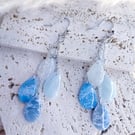 Blue and white teardrop earrings -  - 18k gold plate cubic zirconia earrings