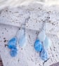 Blue and white teardrop earrings -  - 18k gold plate cubic zirconia earrings
