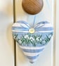 SNOWDROP HEART - with lavender - fabric heart decoration - blue - Image 5