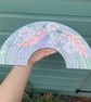 Hand Painted Floral Original art canvas on a rainbow arch shape approx 16” - Image 1