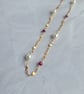 Ruby and Pearl Necklace 14kt Gold Filled - July Birthstone Necklace