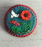 Hand Embroidered Peace Poppy Brooch - Image 1
