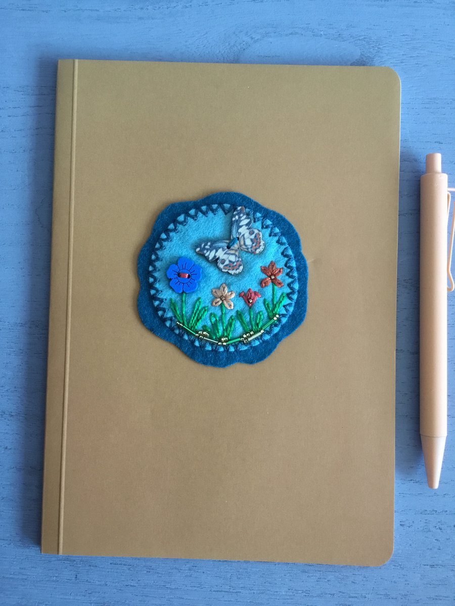 Hand Embroidered Butterfly Notebook Set