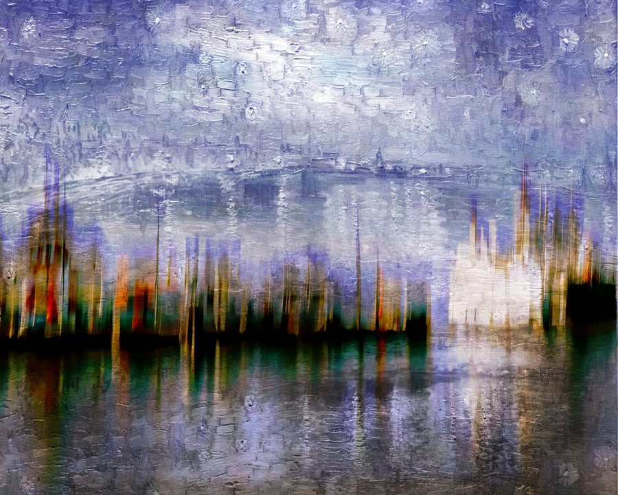Millport Ferry Departing Largs ICM Photograph with paint Overlay