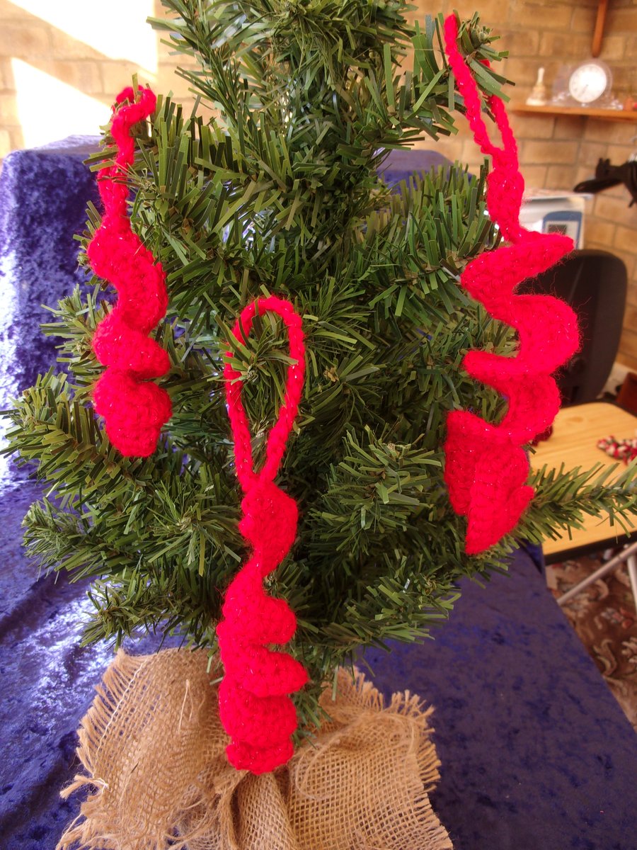 Set of Three Crocheted Spiral Decorations
