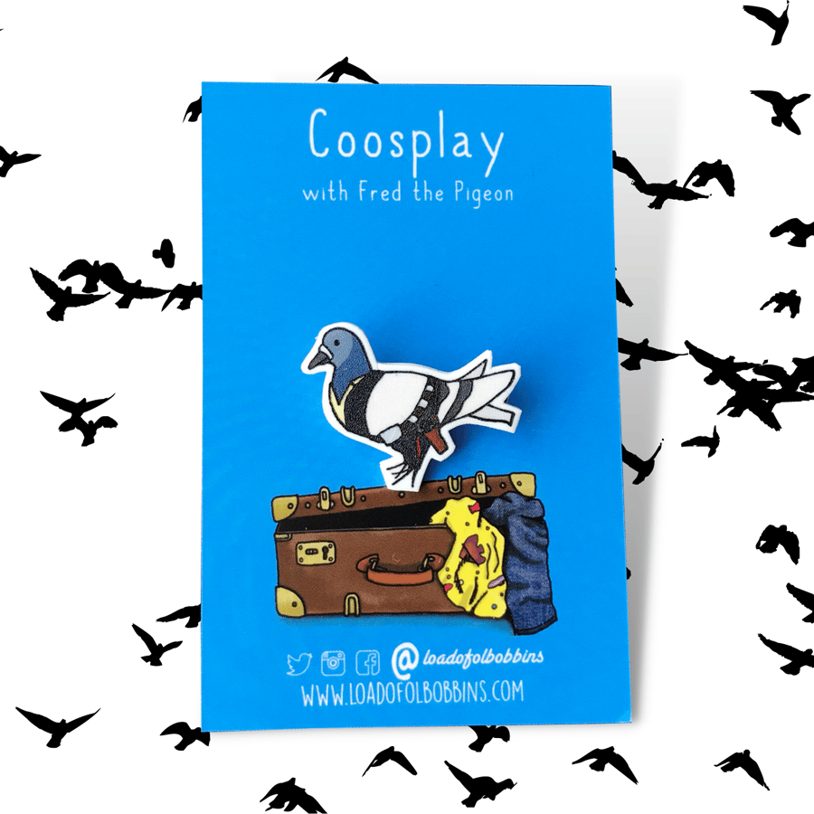  Sci-Fi Parody Pigeon Illustration Brooch - Space Adventurer Seconds Sunday