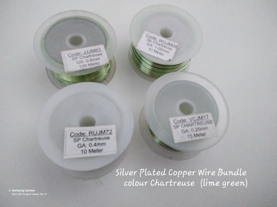 Chartreuse Green Silver Plated Copper Wire Bundle 