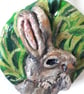 'Mr Rabbit" small rustic clay hanging sculpture.   - Image 5