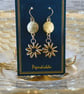 Gold Sparkle Flower Earrings. - Image 3