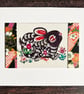 Chinese paper-cut cards, card for rabbit lover, card for Aries, Aries the ram - Image 3