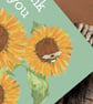 Thank You card sunflowers and bees blank card  - Image 4