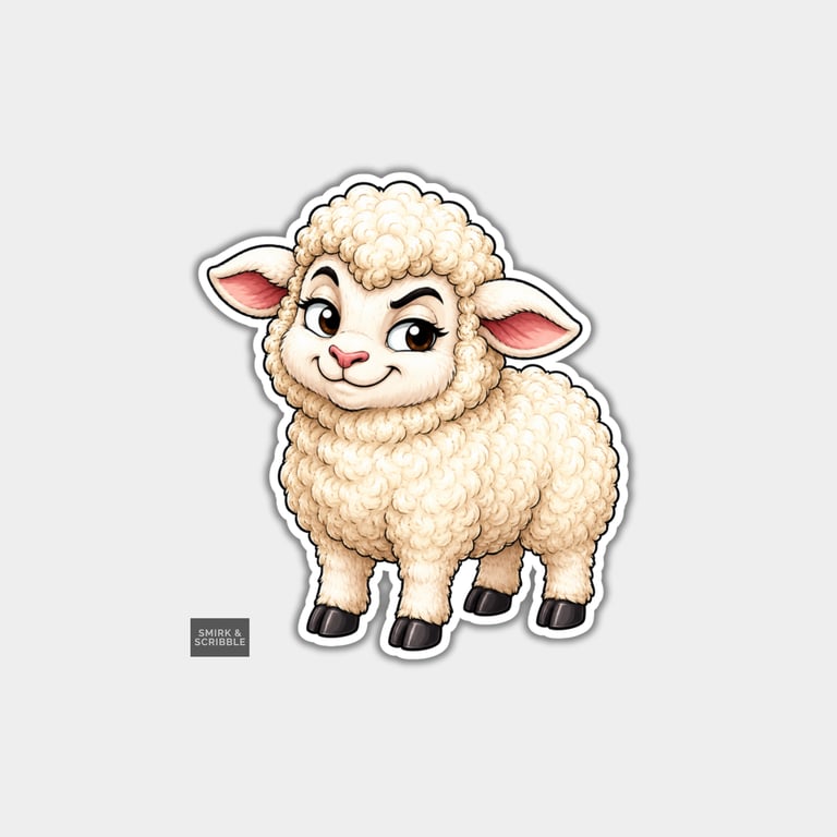Funny Vinyl Die Cut Sticker For Adults - Cute Posing Lamb