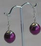 Deep cerise pearl earrings for pierced ears - Image 1