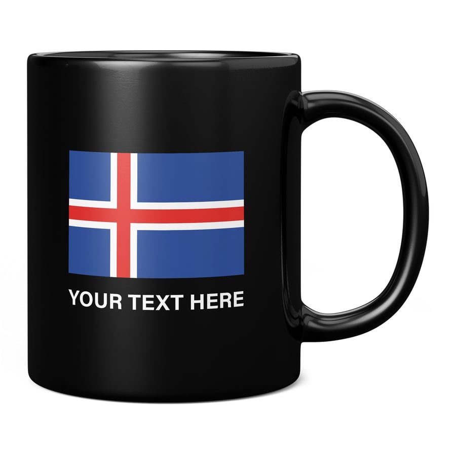 Iceland Flag With Custom Text 11oz Coffee Mug Cup - Perfect Birthday Gift for Hi