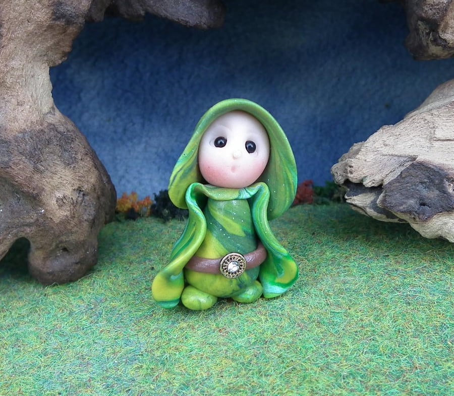 Tiny Gnome Maiden 'Rhyll' 1.5" OOAK Sculpt by Ann Galvin