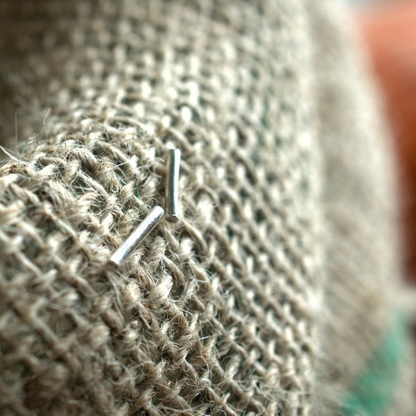 Seconds Sunday Simple Silver Bar Stud Earring