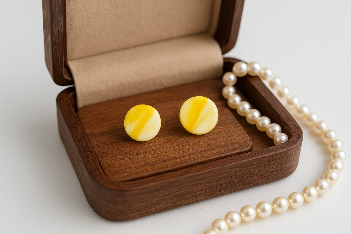 Sunny Waves Polymer Earrings – White & Yellow Minimal Dots