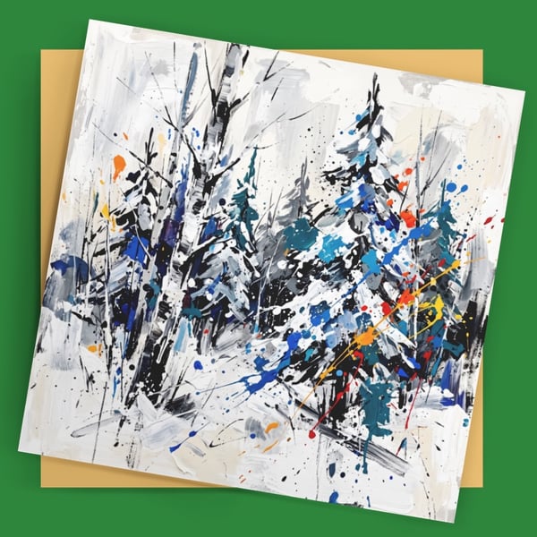 Abstract Winter Forest – Premium Festive Greeting Card