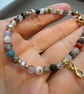 Handmade Natural Gemstone & Pearl Bracelet – 14K Gold Plated Steel - Image 2