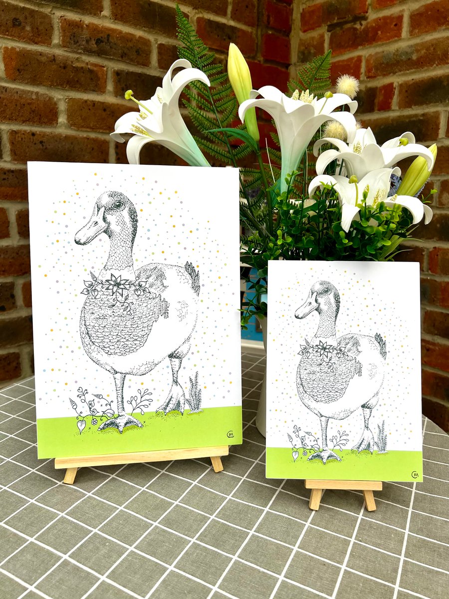 Illustration print - Dotty the Duck (Small - foam board backing)