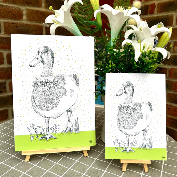 Illustration print - Dotty the Duck (Small - foam board backing)