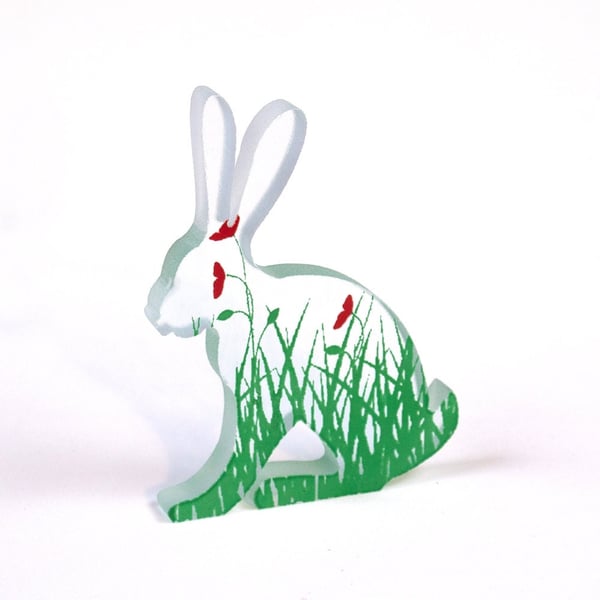 Poppy Hare Glass Sculpture