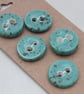 5 Small Round Eggshell Blue Ceramic Buttons - Image 5