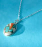 'Patchwork' spiny oyster and turquoise pendant SS necklace