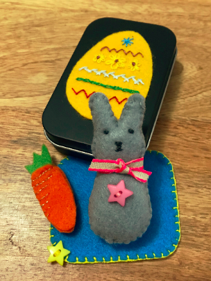 Easter Bunny in a Tin - Pocket - travel mini rabbit