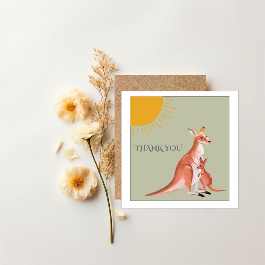 Thank You Card, Thank You Note, Animal Inspired Thank You Card, Gift Thank You