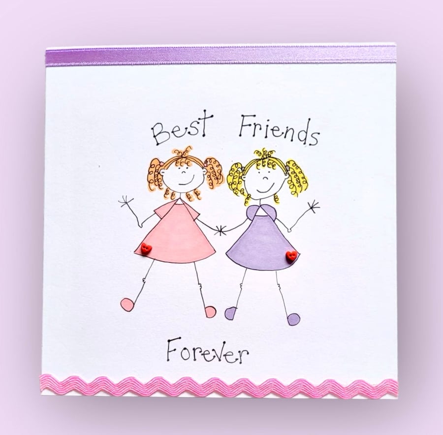  Best friends Whimsical Folk card