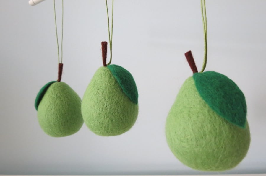 Merino Wool Needle Felted Christmas Pear Decoration