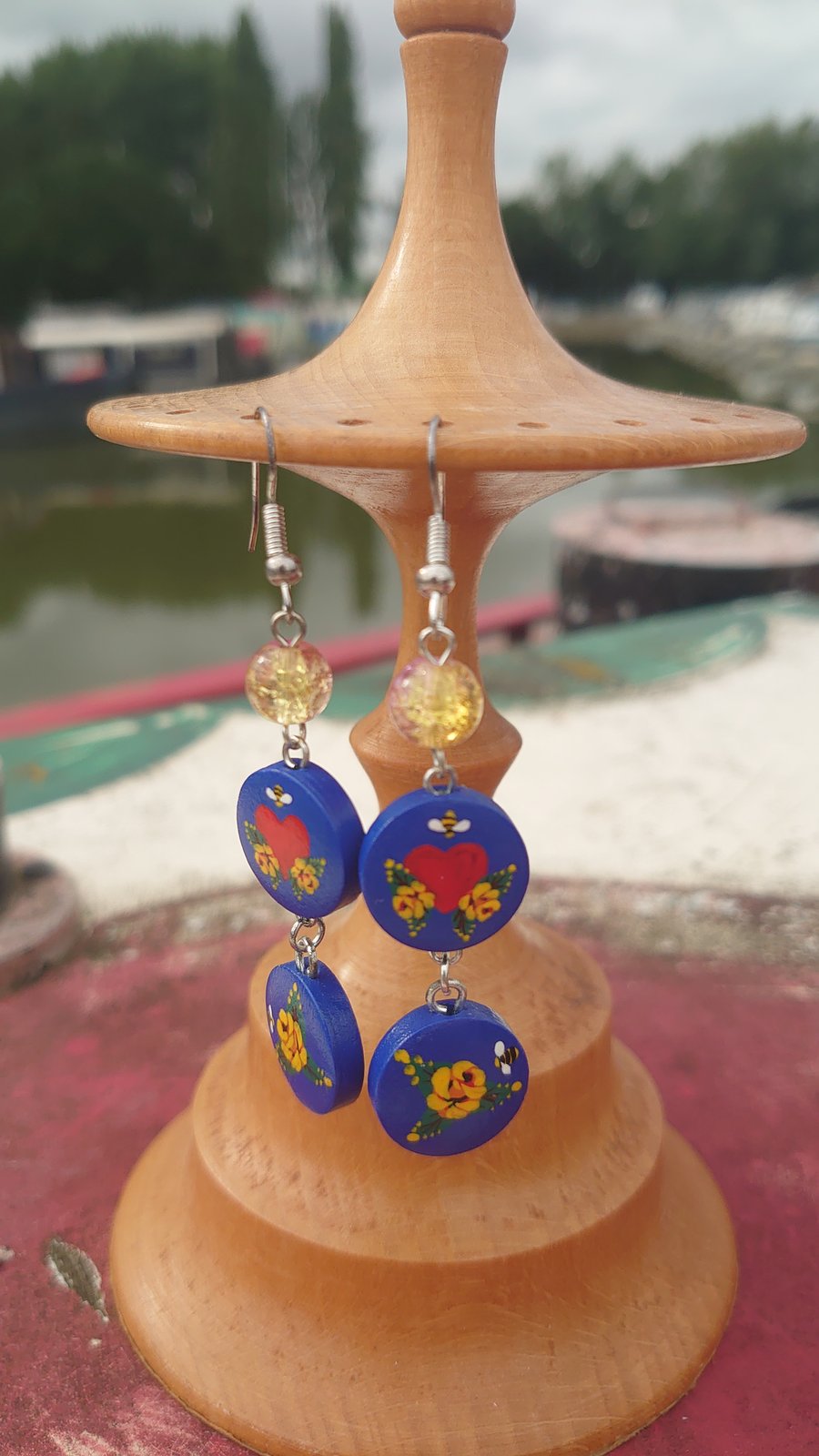 Rose and castle heart earrings